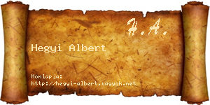 Hegyi Albert névjegykártya
